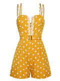 Yellow Polka Dots Spaghetti Strap Romper