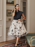 Black 1950s Butterfly Patchwork Vintage Dress