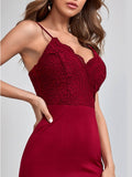Lace Paneled V-Neck Slip Dress