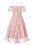 1950s Ruffled Sleeves Lace Swing Dress