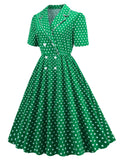 Green 1950s Polka Dots Swing Dress