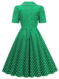 Green 1950s Polka Dots Swing Dress