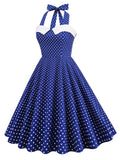 1950s Halter Polka Dot Swing Dress