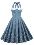 1950s Halter Polka Dot Swing Dress