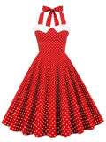 1950s Halter Polka Dot Swing Dress
