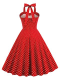 1950s Halter Polka Dot Swing Dress