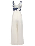 [Pre-sale] Blue & White Stripes Patchwork Jumpsuit