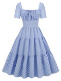 Sky Blue 1950s Polka Dot Swing Dress