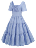 Sky Blue 1950s Polka Dot Swing Dress