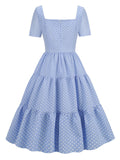Sky Blue 1950s Polka Dot Swing Dress