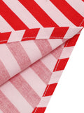 Red 1950s Stripe Crew Neck Swing Dress