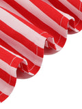 Red 1950s Stripe Crew Neck Swing Dress
