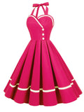 1950s Solid Halter Neck Swing Dress