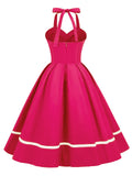 1950s Solid Halter Neck Swing Dress