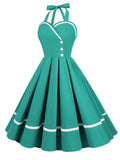 1950s Solid Halter Neck Swing Dress