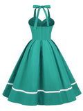 1950s Solid Halter Neck Swing Dress