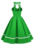 1950s Solid Halter Neck Swing Dress