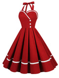 1950s Solid Halter Neck Swing Dress