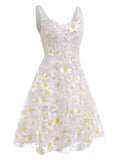 [US Warehouse] White 1950s Daisy Dreamer Vintage Dress