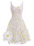 [US Warehouse] White 1950s Daisy Dreamer Vintage Dress