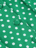 Green 1950s Lapel Collar Polka Dots Swing Dress