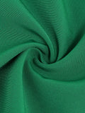 Green 1950s Lapel Collar Polka Dots Swing Dress