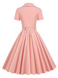 1950s Solid Button Swing Dress