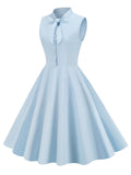 Light Blue 1950s Sleeveless Swing Dress