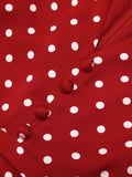 Red 1960s Dots V-Neck Pencil Dress