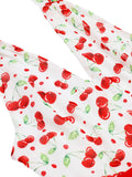 [US Warehouse] Red 1950s Cherry V-Neck Halter Lace-Up Romper
