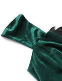 [Pre-Sale] Green 1960s Velvet Lace Patchwork Dress