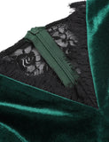 [Pre-Sale] Green 1960s Velvet Lace Patchwork Dress