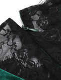 [Pre-Sale] Green 1960s Velvet Lace Patchwork Dress