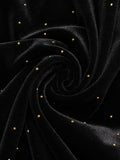 Black 1960s Off-Shoulder Rhinestones Velvet Dress