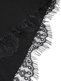 Black 1950s Bat Sleeve Lace-Up Dress