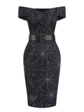 Black 1960s Off-shoulder Spider Web Dress