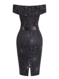 Black 1960s Off-shoulder Spider Web Dress