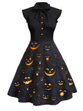 Purple 1950s Halloween Patchwork Dress