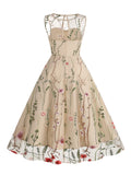 1950s Flower Gauze Sleeveless Swing Dress
