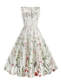 1950s Flower Gauze Sleeveless Swing Dress