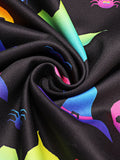 1950s Halloween Colorful Print Strap Dress