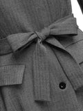 Gray 1930s Faux Fur Lapel Collar Coat