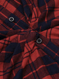 Red 1950s Plaid Long Sleeves Shirt Dress