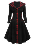 Black 1950s Plaid Hooded Swing Dress
