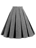2PCS Black Retro Plaid Blazer & Panel Skirt