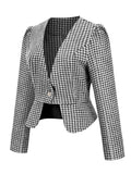 Green 1940s Retro Plaid Button Fitted Blazer