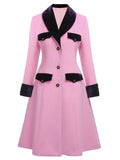 Pink 1930s Velvet Patchwork Button Coat