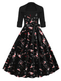 Black 1950s Christmas Bow Swing Dress