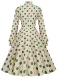 1950s Polka Dots Bowknot Swing Dress