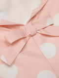 Peach Pink 1940s Dot Short Sleeves Dress